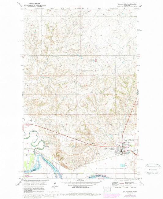 Classic USGS Culbertson Montana 7.5'x7.5' Topo Map Image