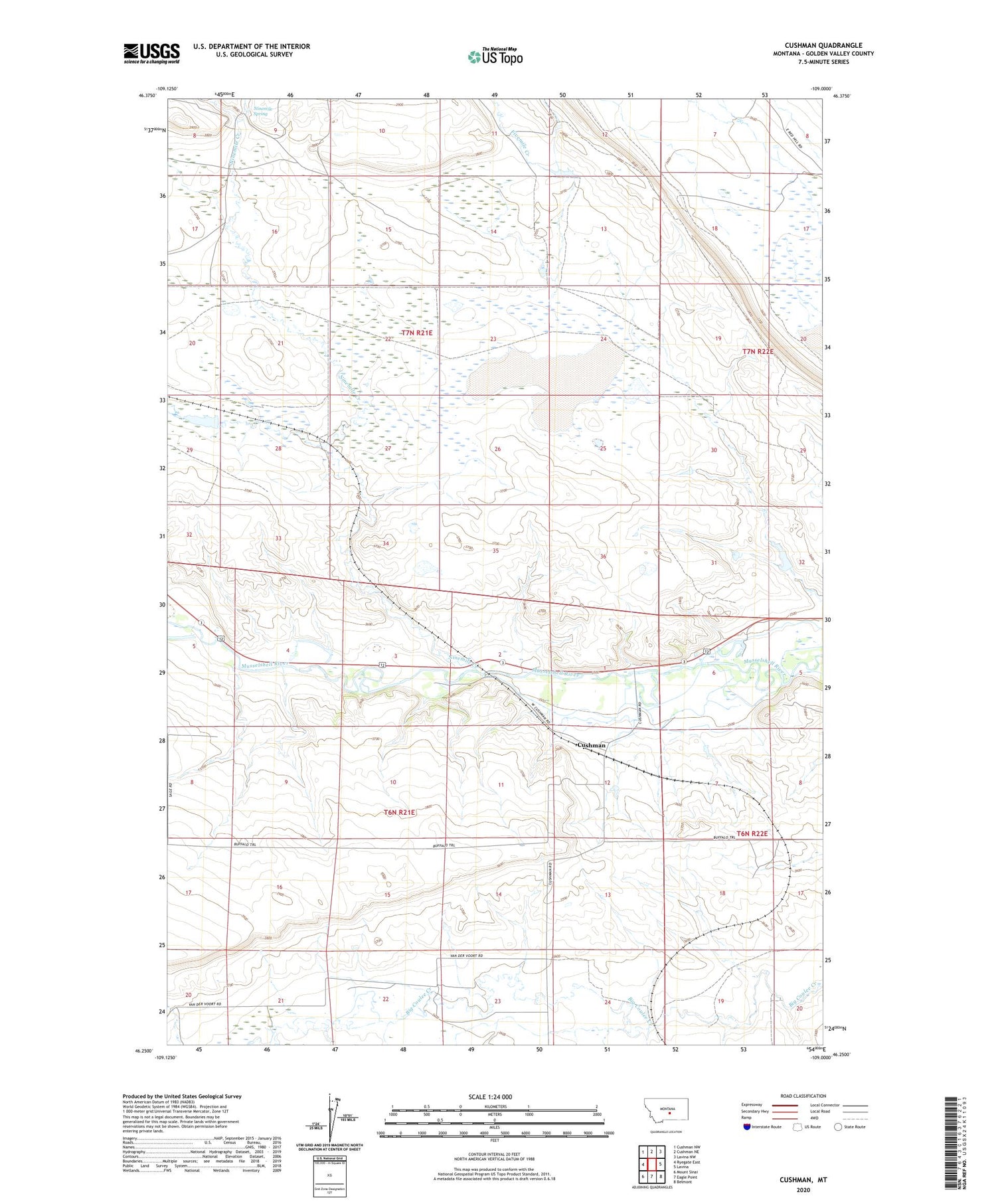 Cushman Montana US Topo Map Image