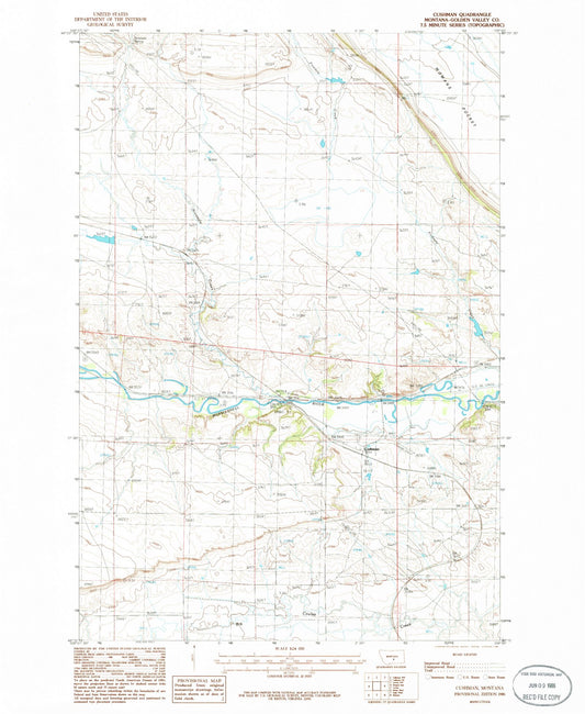 Classic USGS Cushman Montana 7.5'x7.5' Topo Map Image