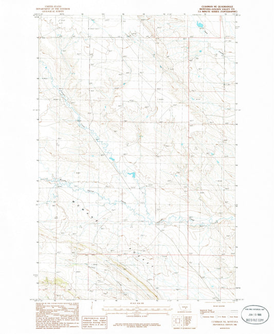 Classic USGS Cushman NE Montana 7.5'x7.5' Topo Map Image