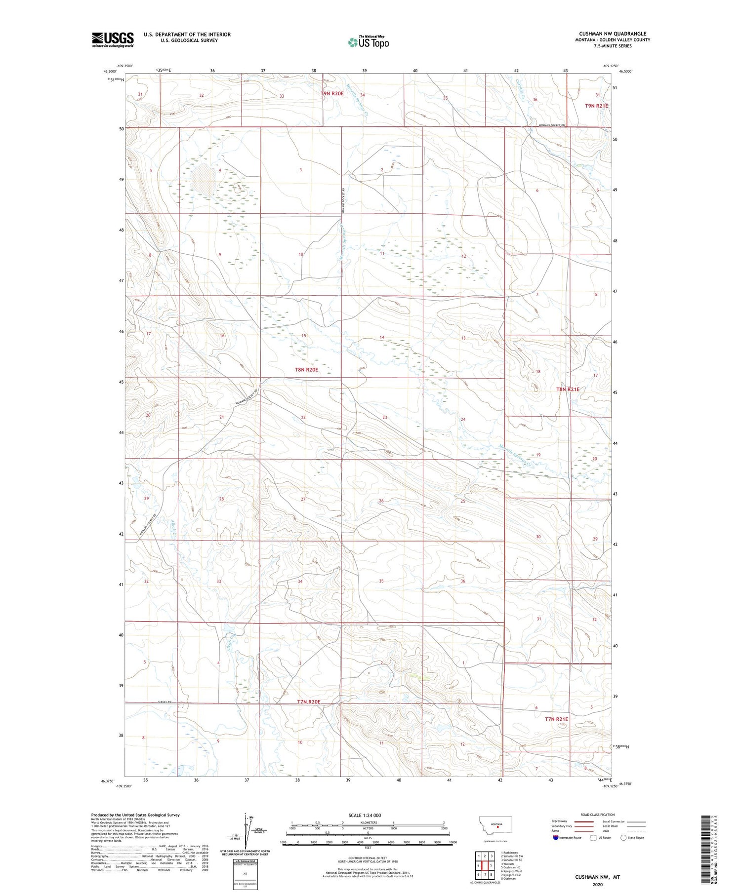 Cushman NW Montana US Topo Map Image