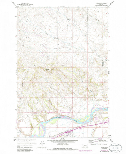 Classic USGS Custer Montana 7.5'x7.5' Topo Map Image