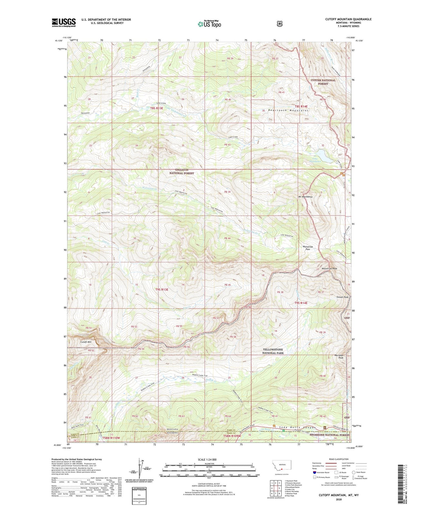 Cutoff Mountain Montana US Topo Map Image