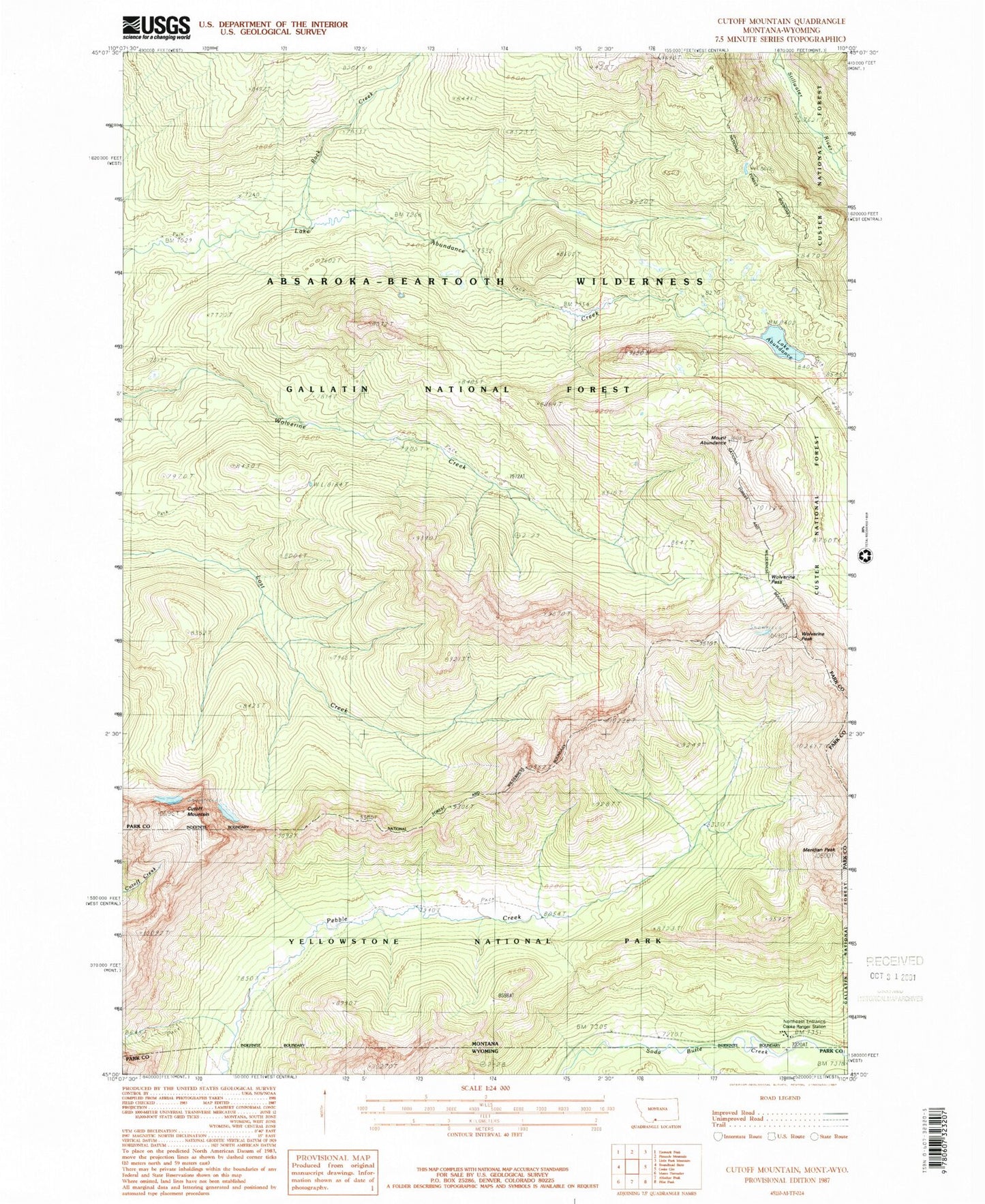 Classic USGS Cutoff Mountain Montana 7.5'x7.5' Topo Map Image