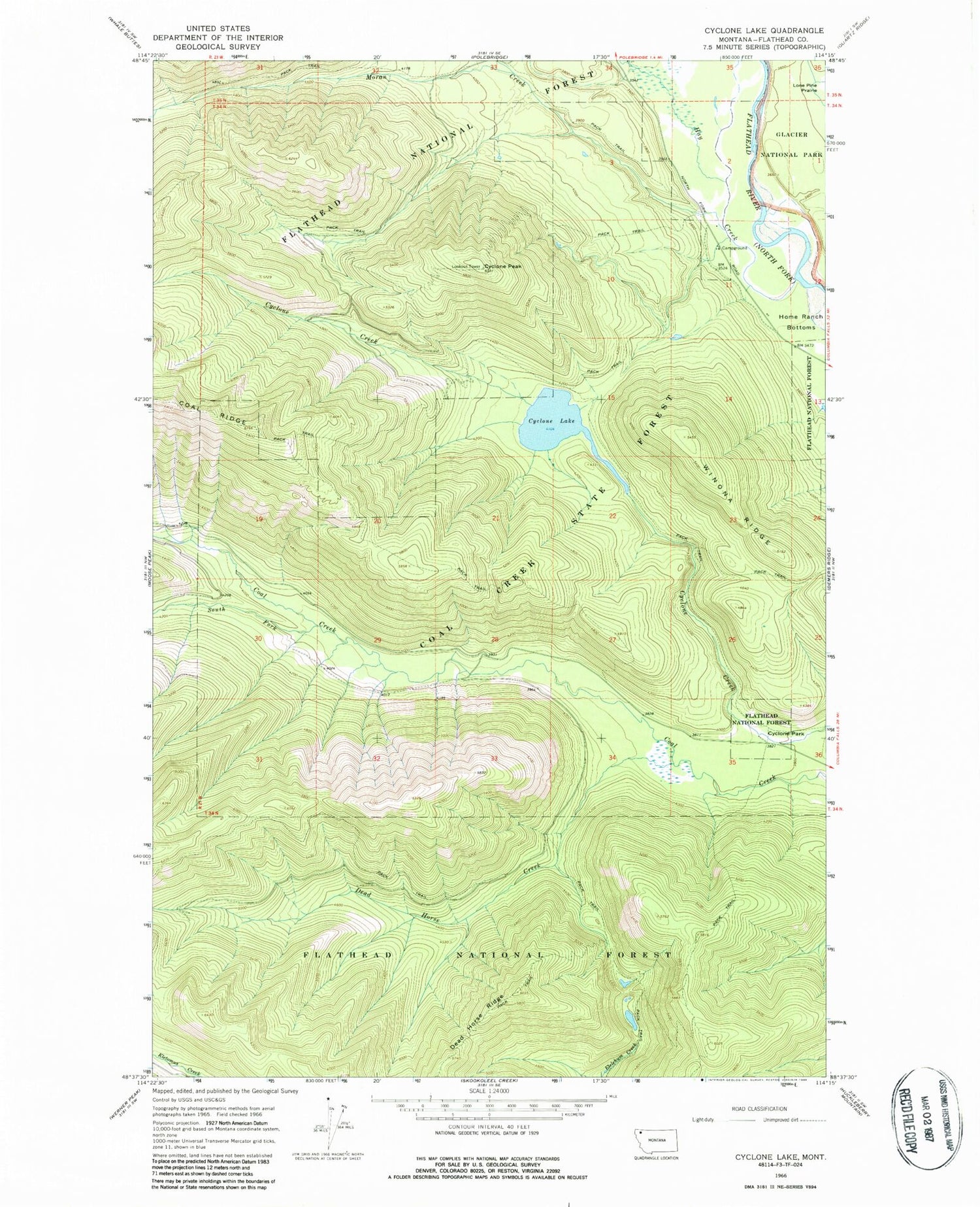 Classic USGS Cyclone Lake Montana 7.5'x7.5' Topo Map Image