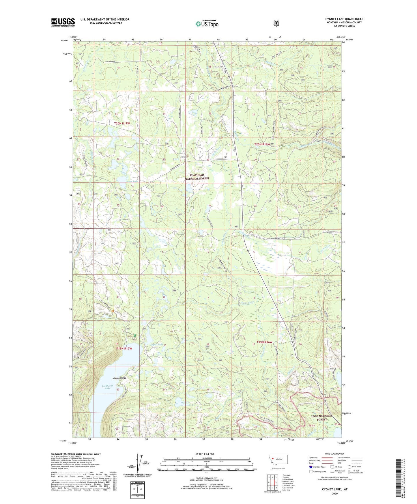 Cygnet Lake Montana US Topo Map Image
