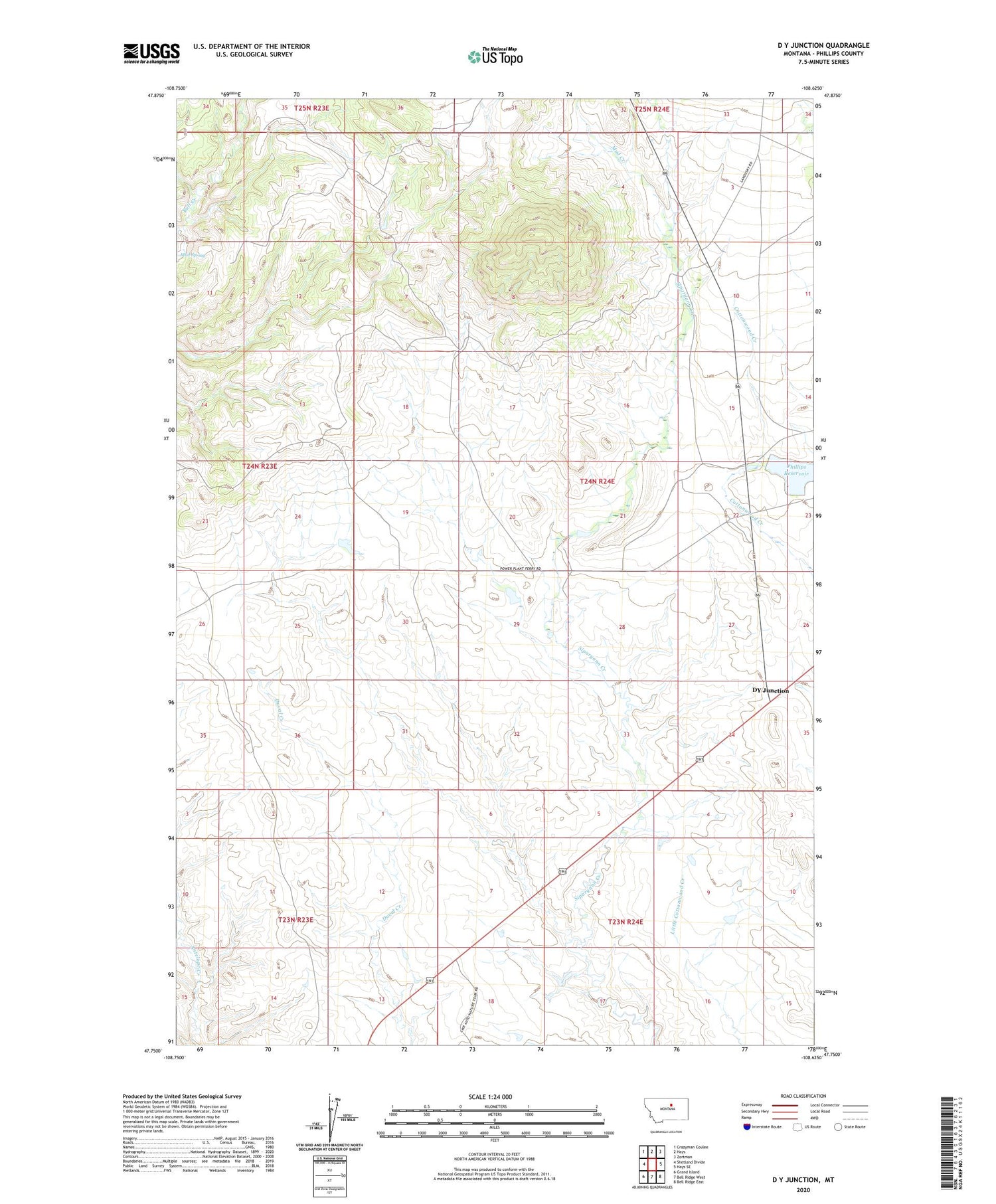D Y Junction Montana US Topo Map Image