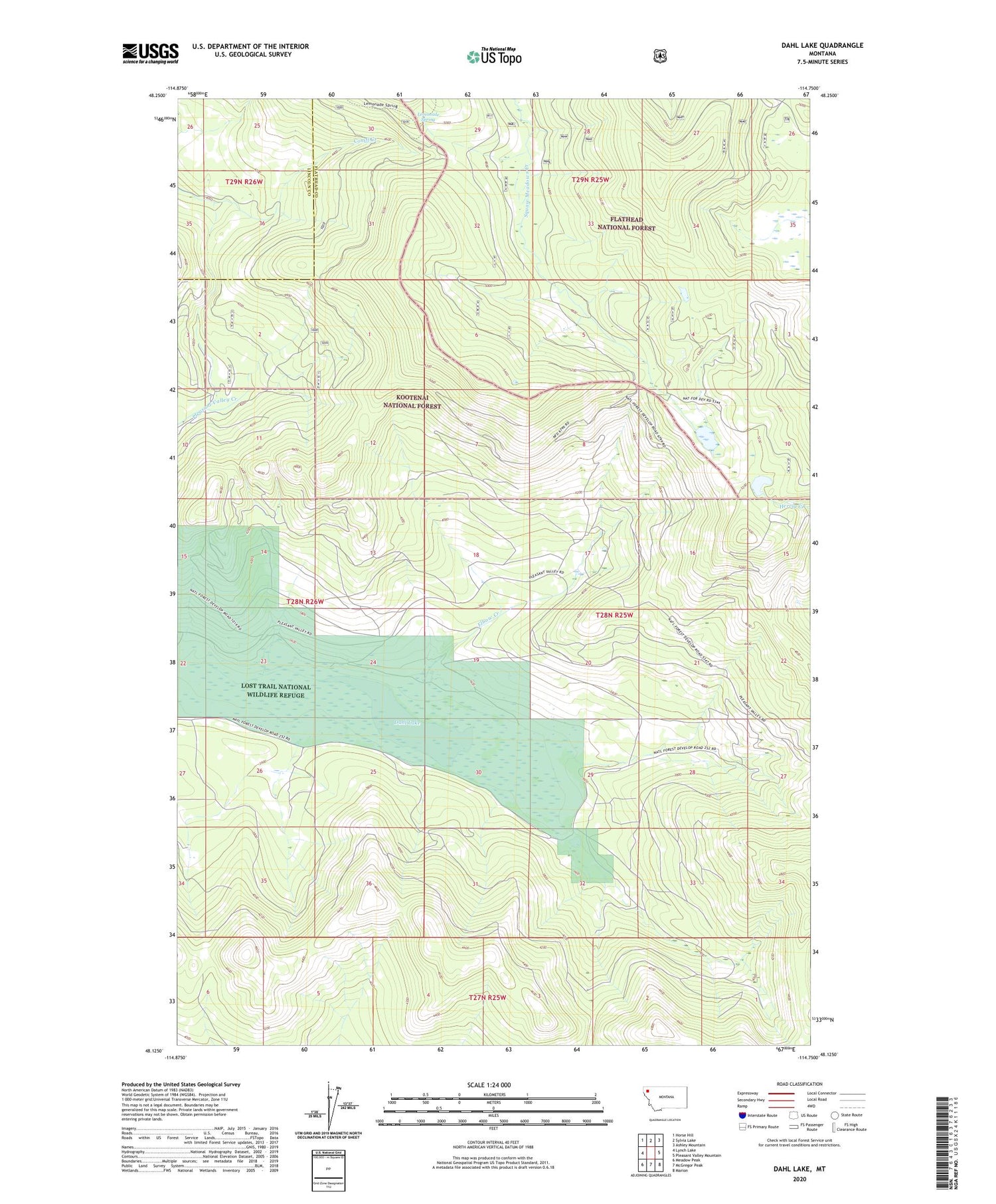 Dahl Lake Montana US Topo Map Image