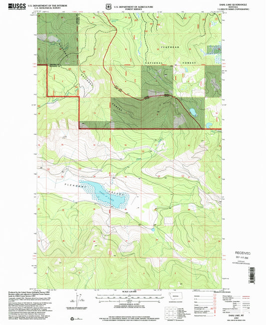 Classic USGS Dahl Lake Montana 7.5'x7.5' Topo Map Image