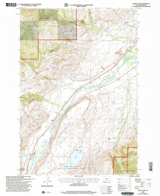Classic USGS Dailey Lake Montana 7.5'x7.5' Topo Map Image