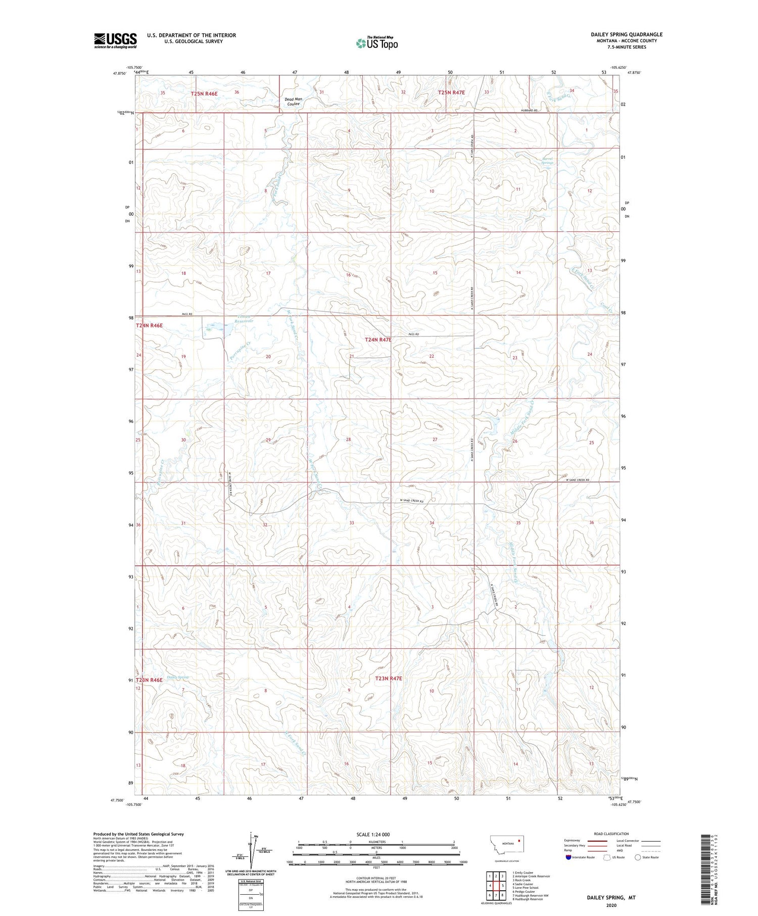 Dailey Spring Montana US Topo Map Image