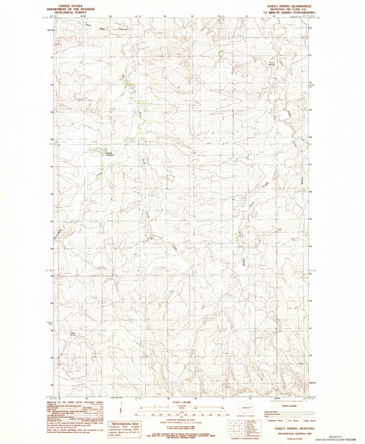 Classic USGS Dailey Spring Montana 7.5'x7.5' Topo Map Image