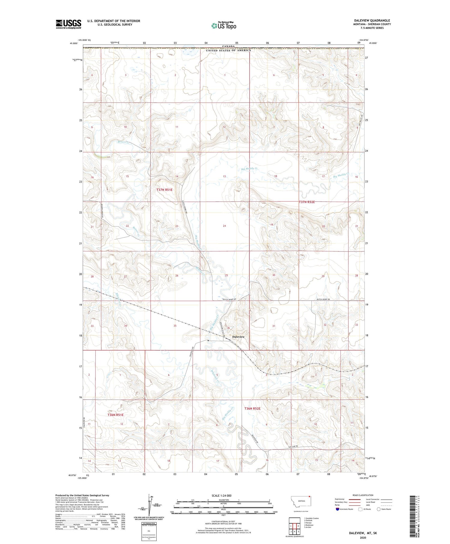 Daleview Montana US Topo Map Image