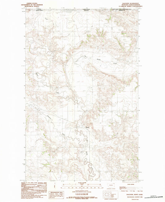 Classic USGS Daleview Montana 7.5'x7.5' Topo Map Image