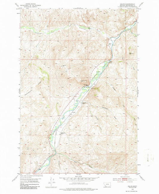 Classic USGS Dalys Montana 7.5'x7.5' Topo Map Image