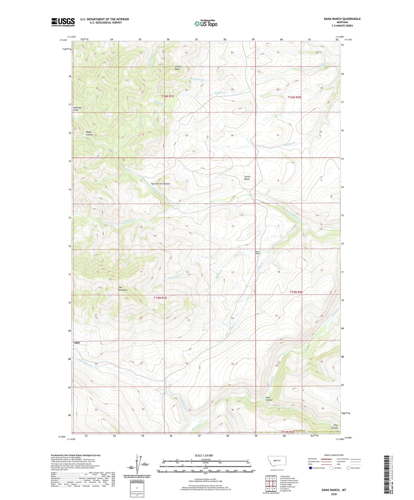 Dana Ranch Montana US Topo Map Image
