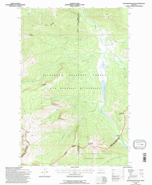 Classic USGS Danaher Mountain Montana 7.5'x7.5' Topo Map Image