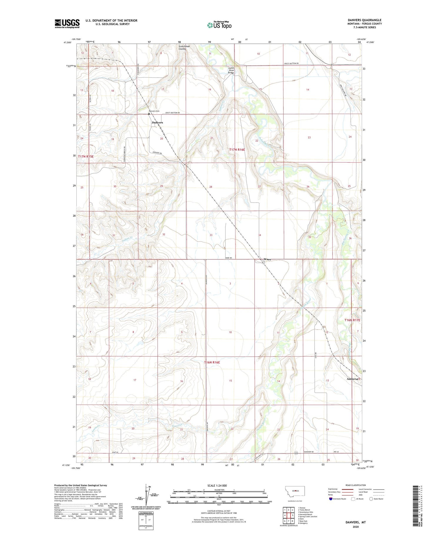 Danvers Montana US Topo Map Image