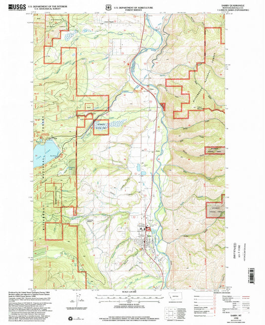 Classic USGS Darby Montana 7.5'x7.5' Topo Map Image