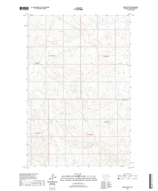 Darby Buttes Montana US Topo Map Image