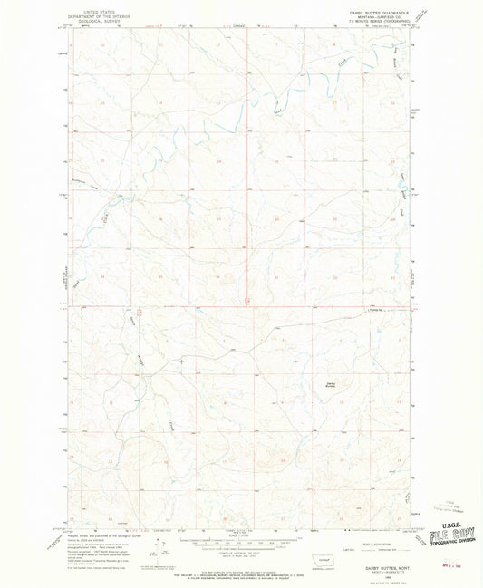 Classic USGS Darby Buttes Montana 7.5'x7.5' Topo Map Image