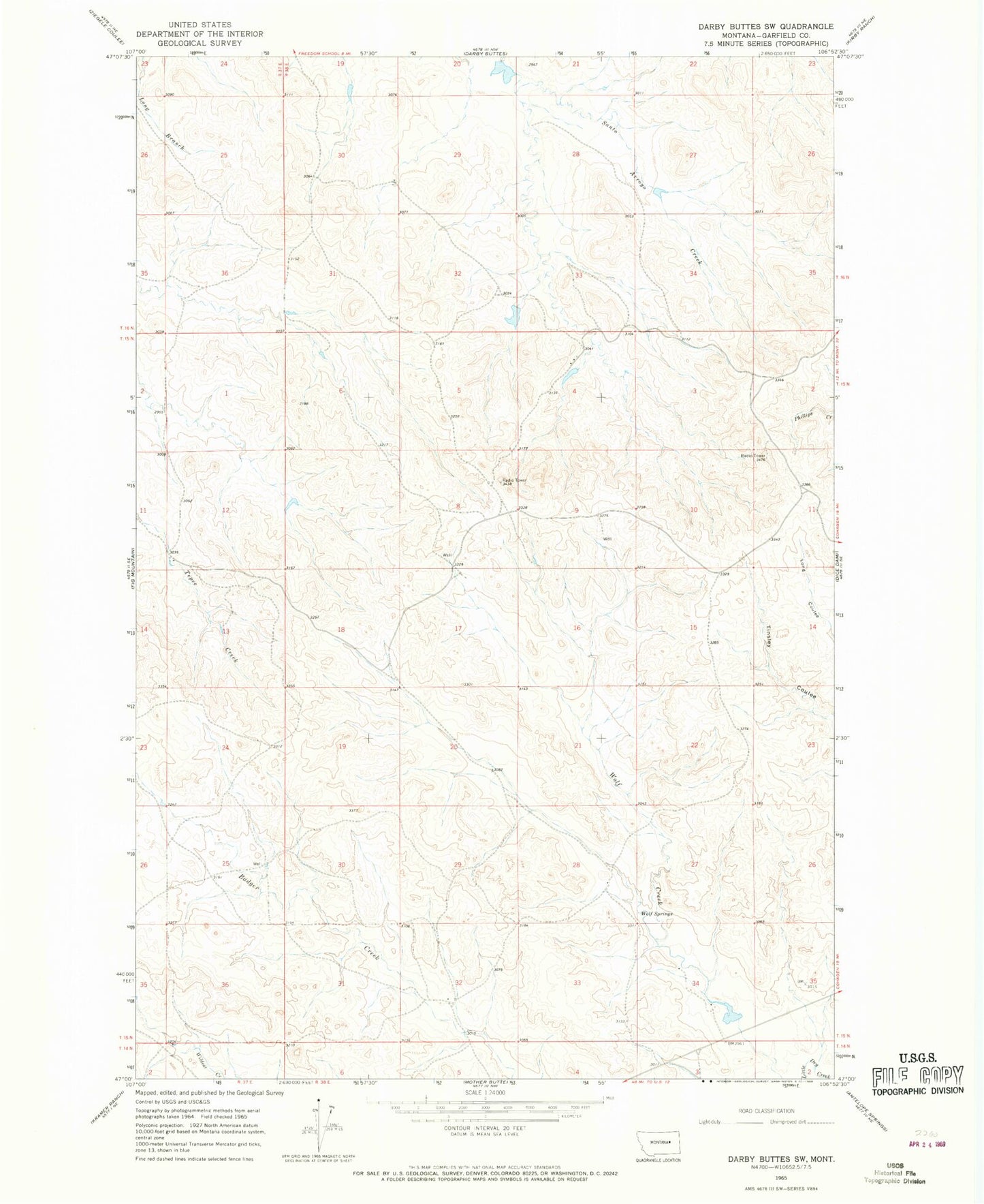Classic USGS Darby Buttes SW Montana 7.5'x7.5' Topo Map Image