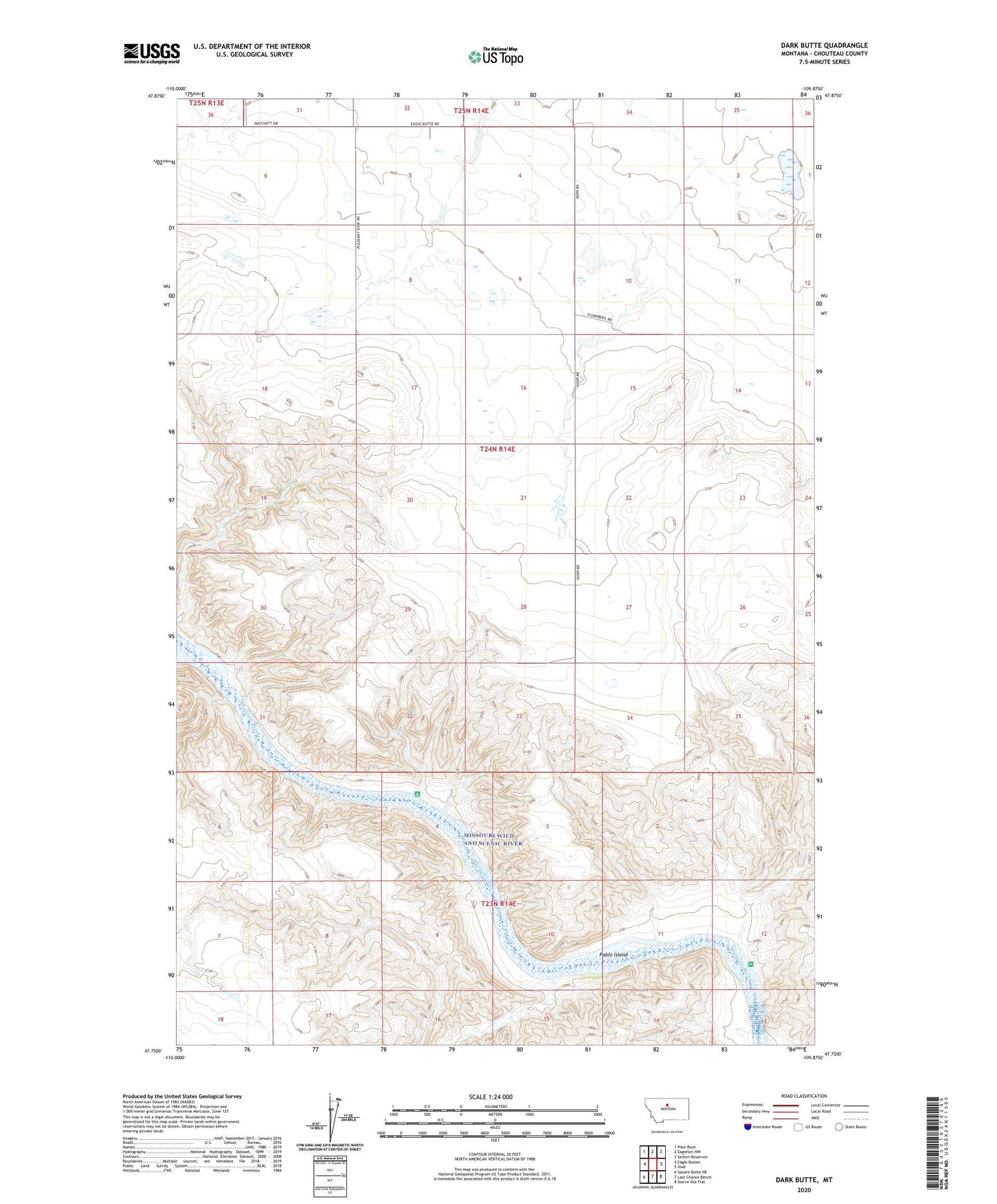 Dark Butte Montana US Topo Map Image