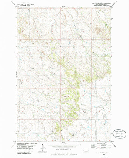 Classic USGS Davis Creek East Montana 7.5'x7.5' Topo Map Image