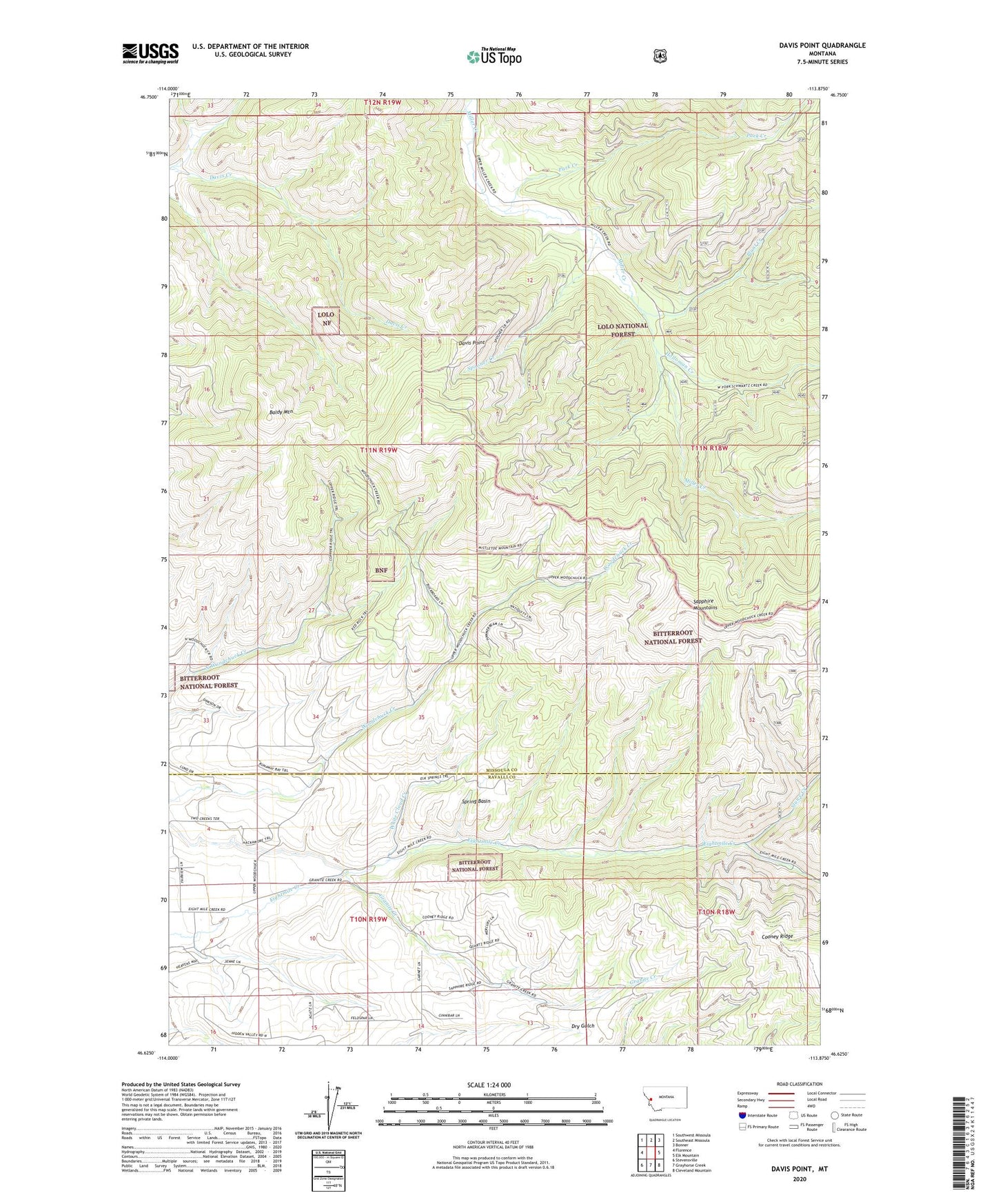 Davis Point Montana US Topo Map Image