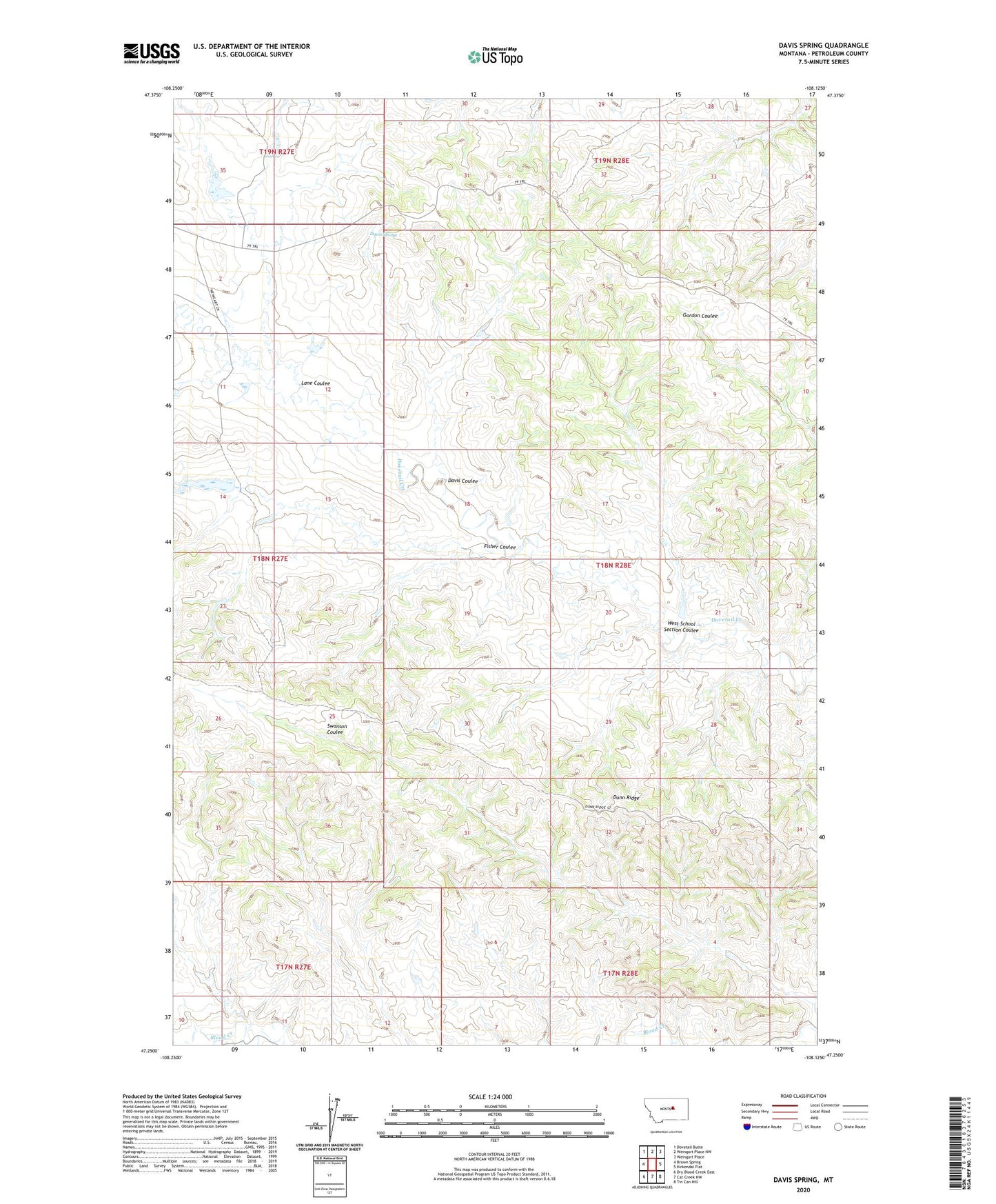 Davis Spring Montana US Topo Map Image