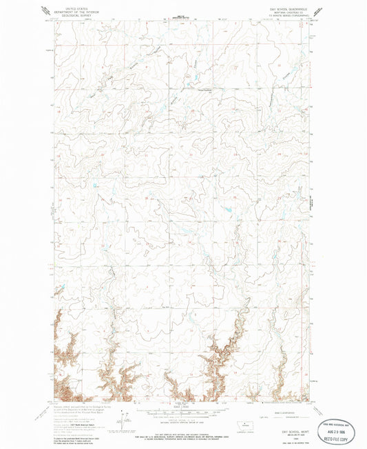 Classic USGS Day School Montana 7.5'x7.5' Topo Map Image