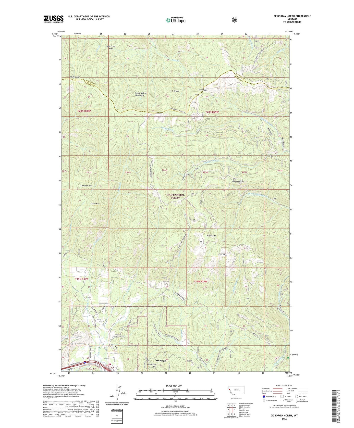 De Borgia North Montana US Topo Map Image