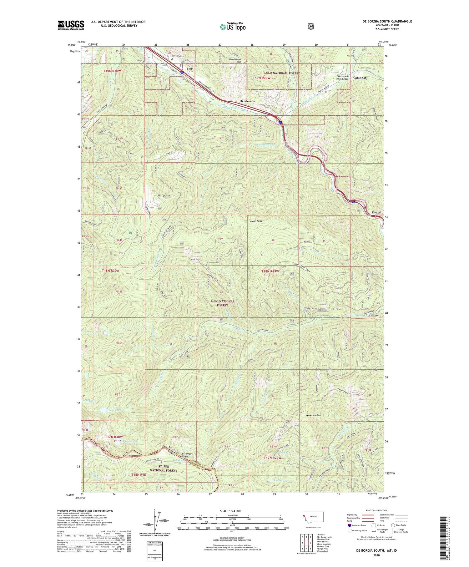 De Borgia South Montana US Topo Map Image