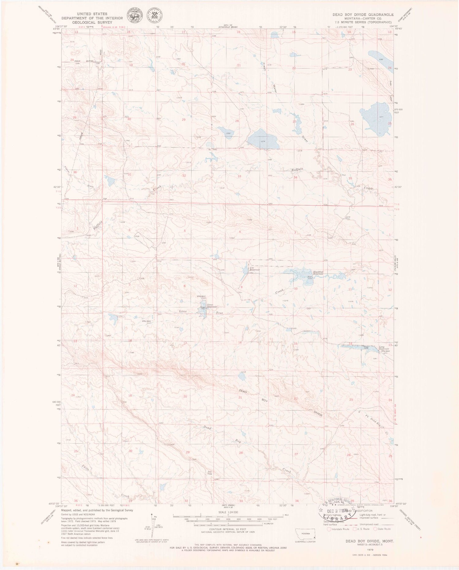 Classic USGS Dead Boy Divide Montana 7.5'x7.5' Topo Map Image