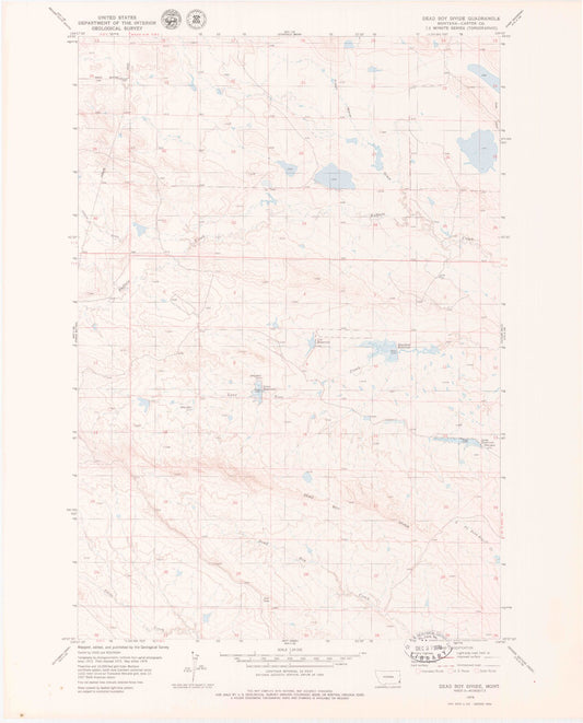 Classic USGS Dead Boy Divide Montana 7.5'x7.5' Topo Map Image