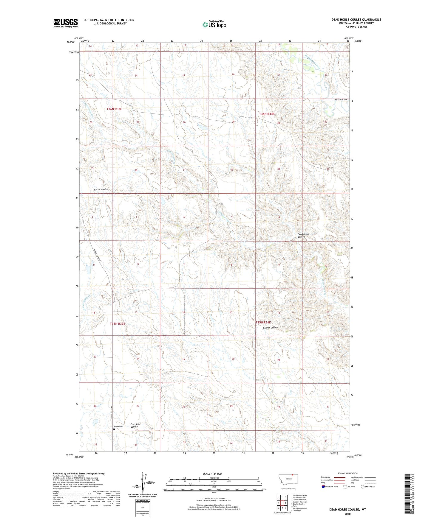 Dead Horse Coulee Montana US Topo Map Image