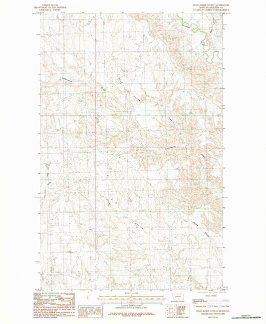 Classic USGS Dead Horse Coulee Montana 7.5'x7.5' Topo Map Image