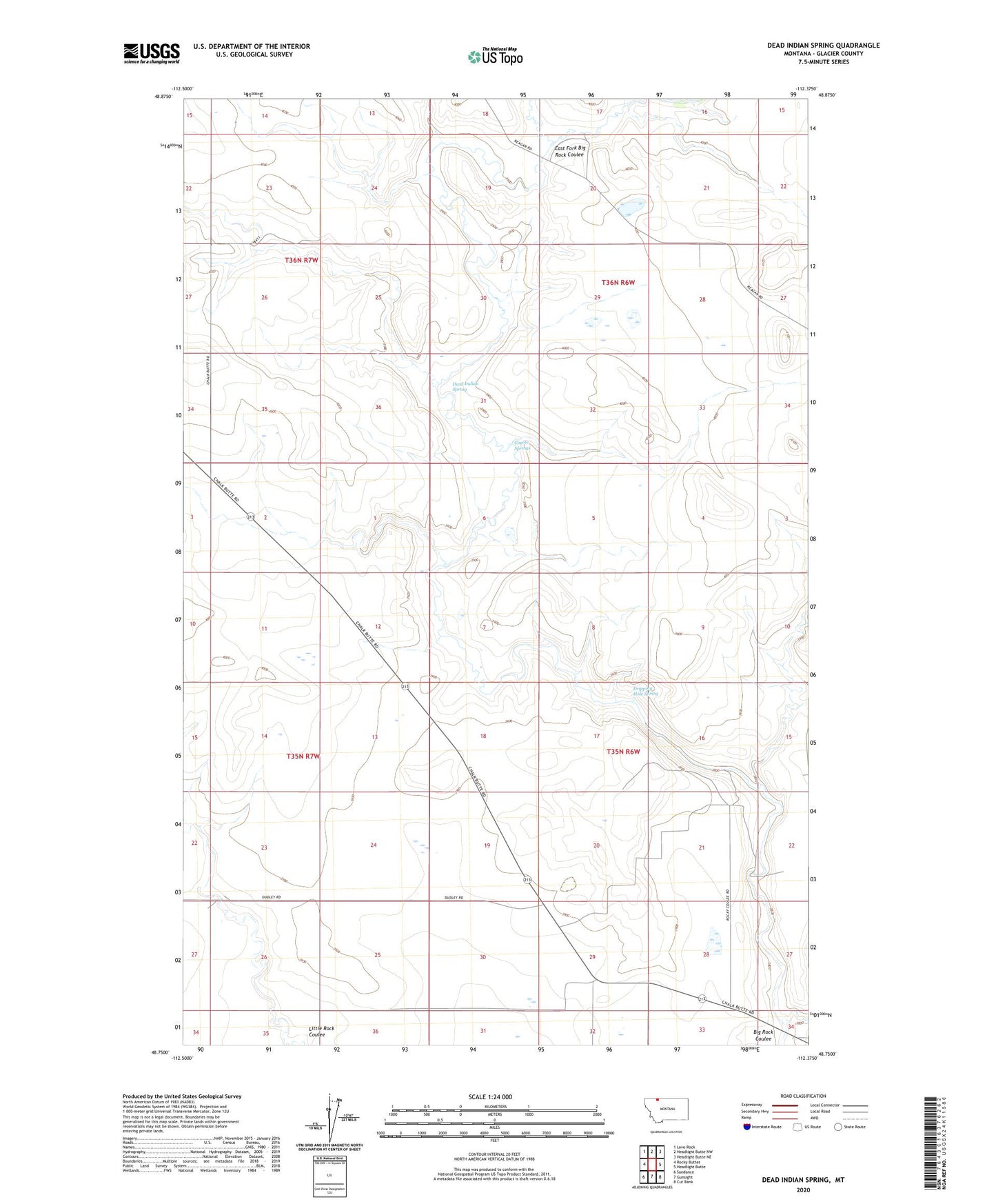 Dead Indian Spring Montana US Topo Map Image