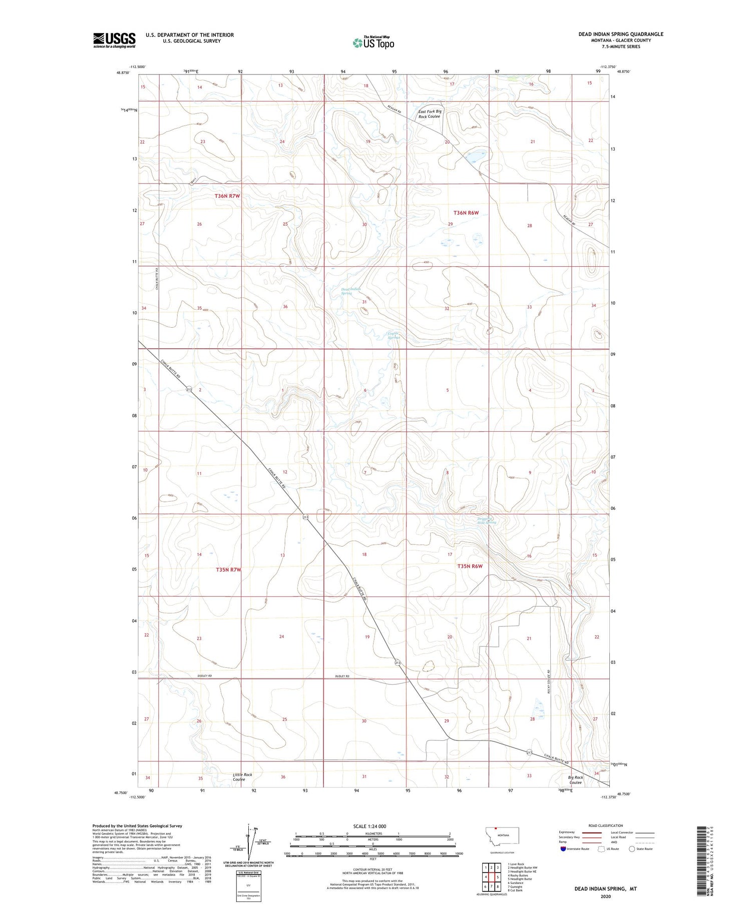 Dead Indian Spring Montana US Topo Map Image