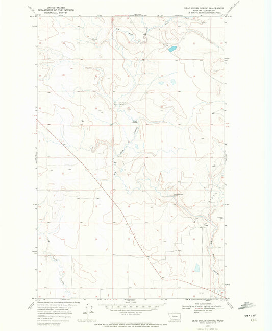 Classic USGS Dead Indian Spring Montana 7.5'x7.5' Topo Map Image