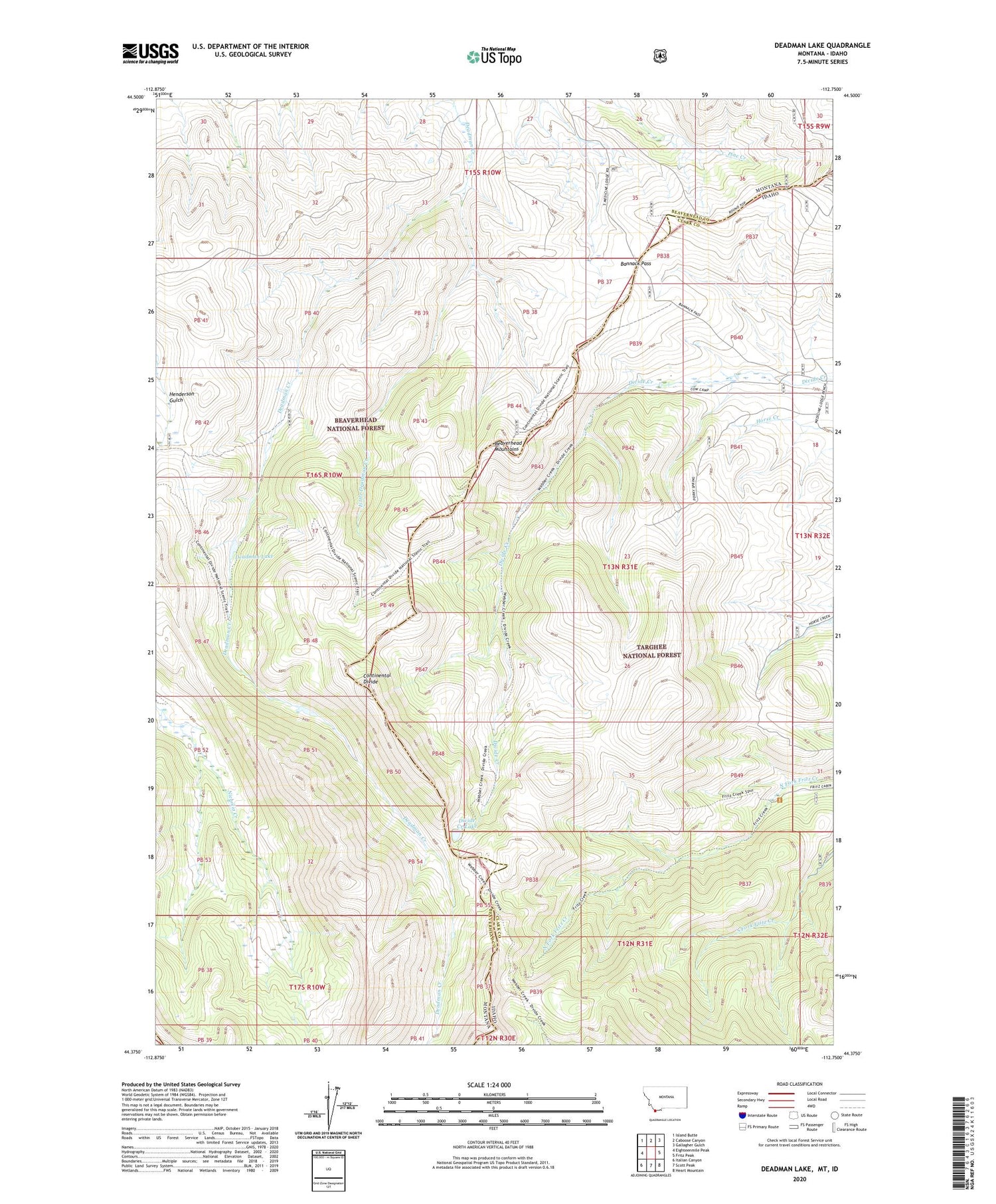 Deadman Lake Montana US Topo Map Image