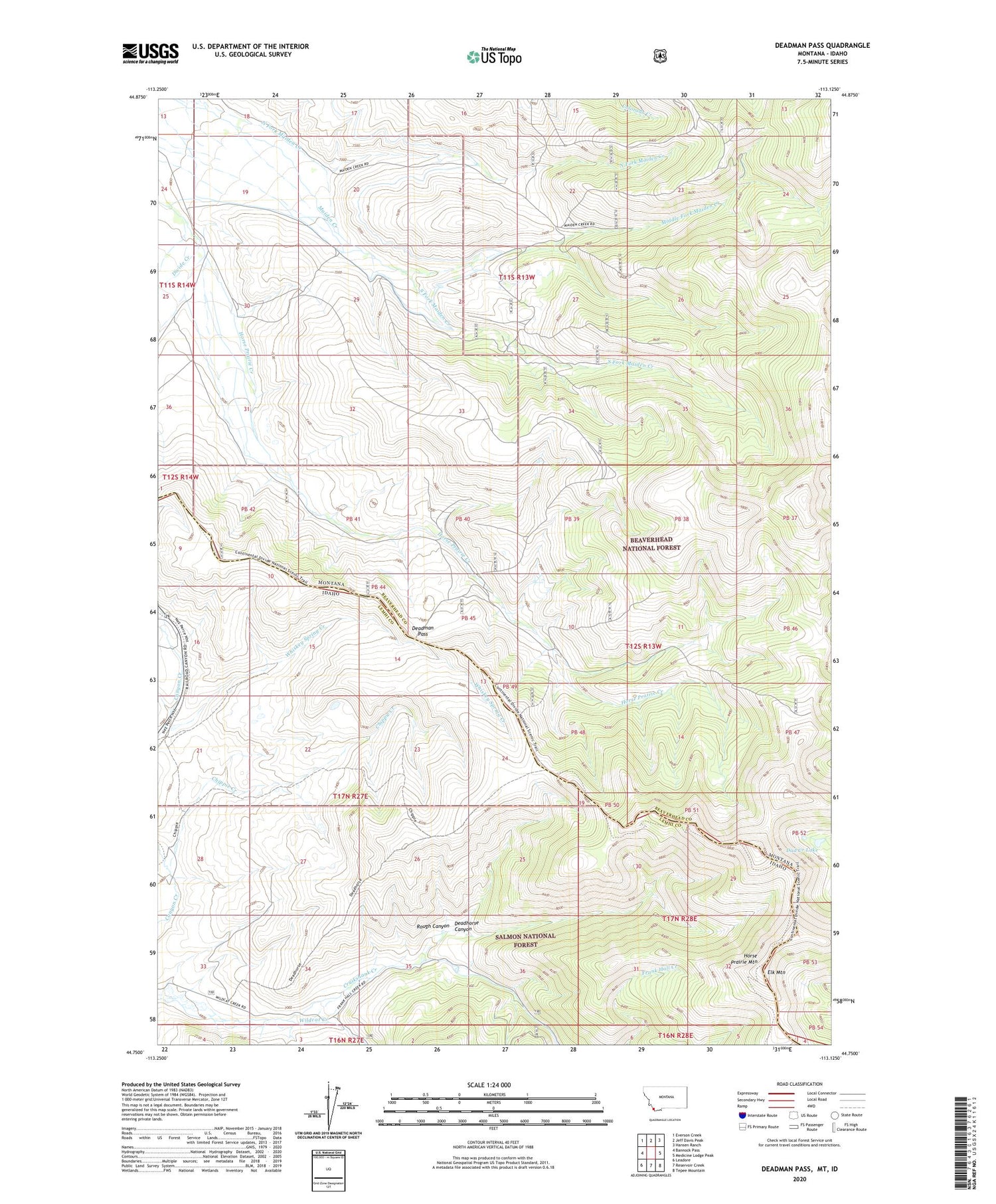 Deadman Pass Montana US Topo Map Image