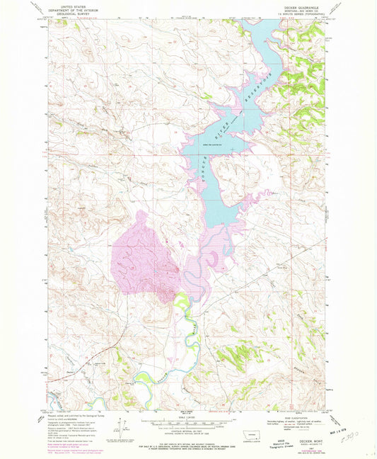 Classic USGS Decker Montana 7.5'x7.5' Topo Map Image
