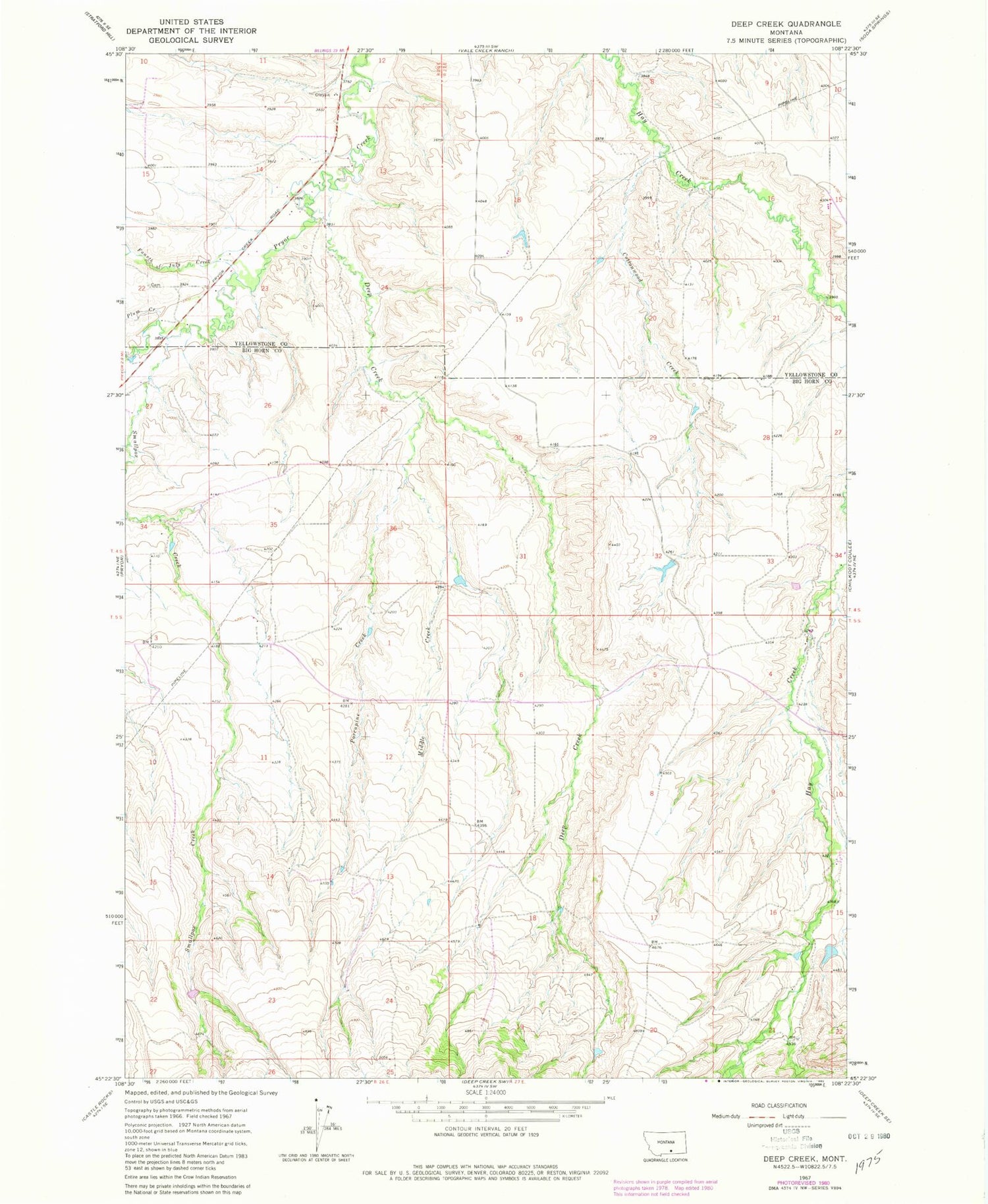 Classic USGS Deep Creek Montana 7.5'x7.5' Topo Map Image