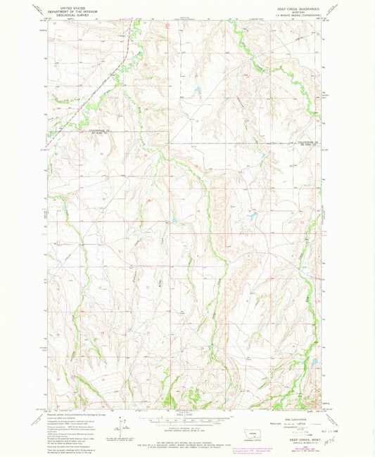 Classic USGS Deep Creek Montana 7.5'x7.5' Topo Map Image