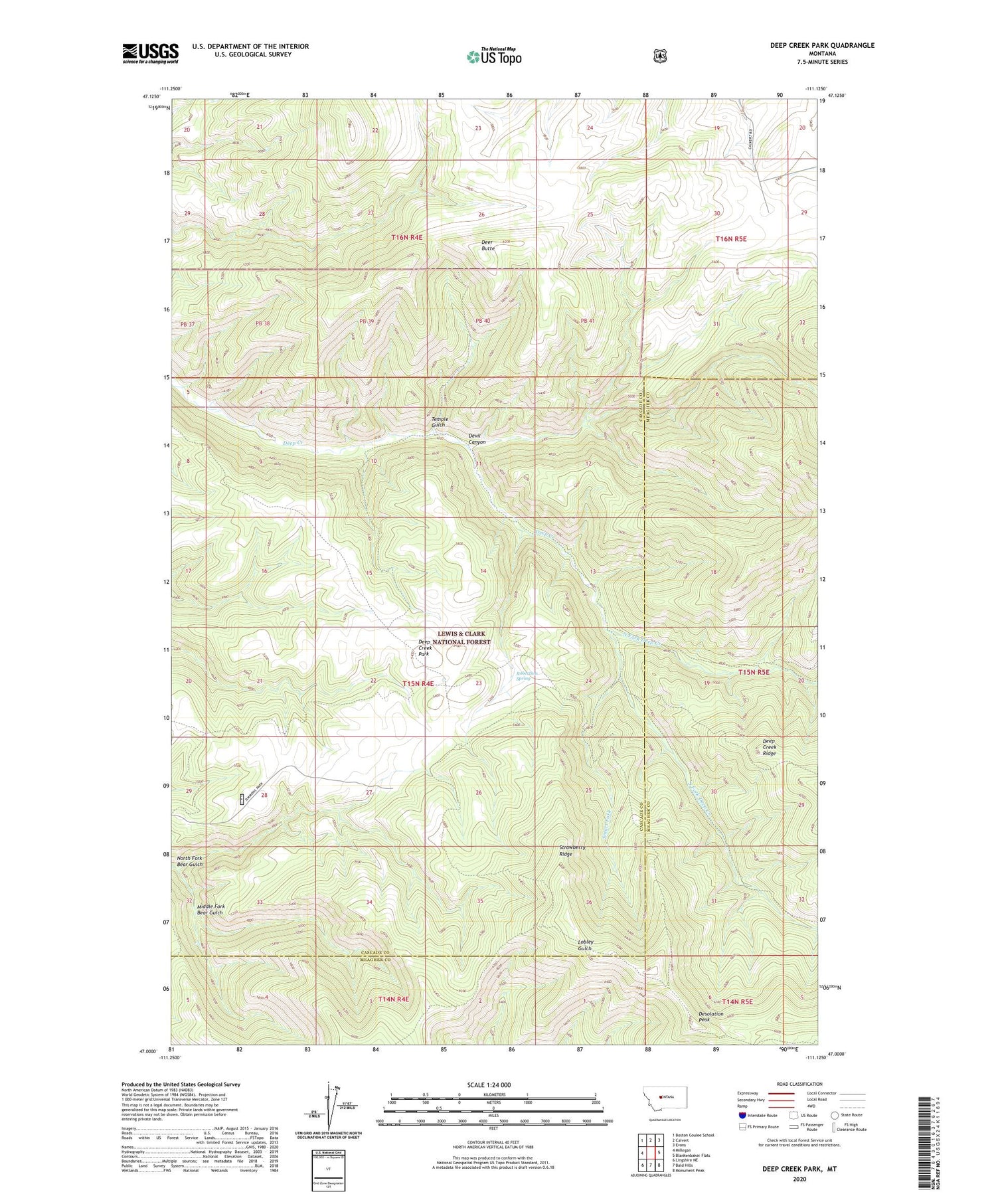 Deep Creek Park Montana US Topo Map Image
