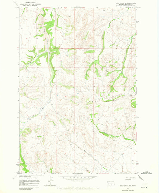 Classic USGS Deep Creek SE Montana 7.5'x7.5' Topo Map Image