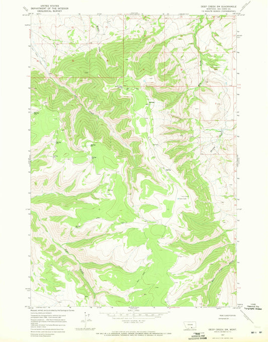 Classic USGS Deep Creek SW Montana 7.5'x7.5' Topo Map Image