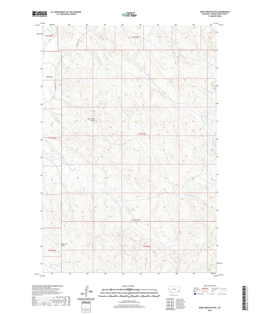 Deer Creek Buttes Montana US Topo Map Image