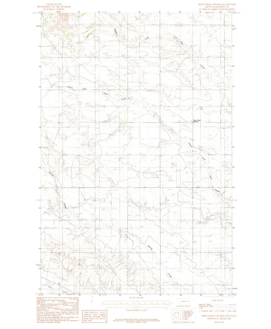 Classic USGS Deer Creek Church Montana 7.5'x7.5' Topo Map Image